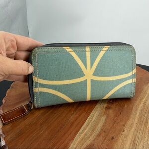 Orla Kiely GIANT LINEAR STEM PRINT Big Zip Around Wallet light blue